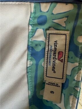 Vineyard Vines Aqua, White & Navy Abstract Swim Shorts